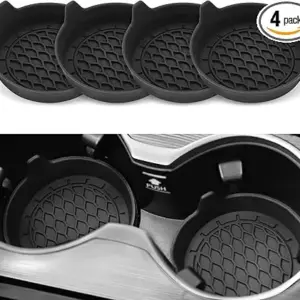 SINGARO Car Cup Holder Coaster, Silicone Cup Holder Insert, Universal Non-Slip Cup Holders, Car Accessories Interior for Women and Man Interior Sets 4 Pack Blac