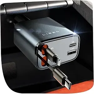 LISEN Retractable Car Charger, 69W USB C Car Accessories Adapter for iPhone 16 USB C Charger Fast Charging, Honda Civic Accessories, Travel Essentials Gifts for Women Men, for iPhone 16 15 14 13 12